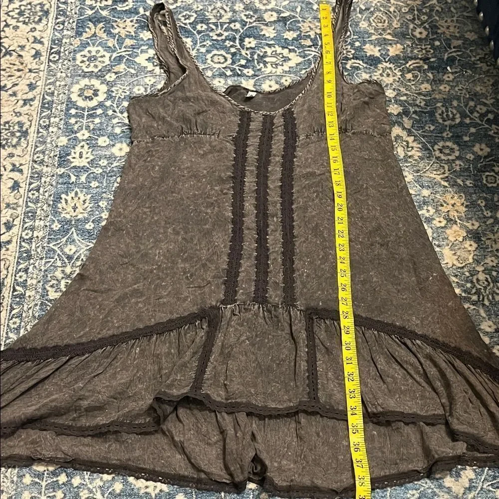 Free People Intimately Parisian Slip Gray Distressed Sleeveless Hi-Lo Dress Boho